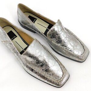 Womens Dolce Vita Distressed Metallic Silver Loafer/Faux Leather Flat Sz 7.5 NEW